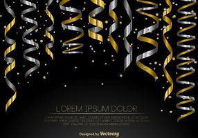 Vector Set Of Gold and Silver Streamers