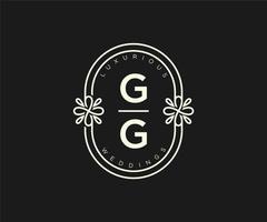 gg initiales lettre modèle de logos de monogramme de mariage, modèles minimalistes et floraux modernes dessinés à la main pour cartes d'invitation, réservez la date, identité élégante. vecteur