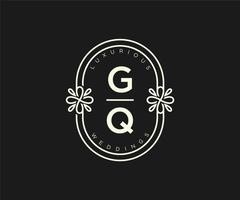 modèle de logos de monogramme de mariage lettre initiales gq, modèles minimalistes et floraux modernes dessinés à la main pour cartes d'invitation, réservez la date, identité élégante. vecteur