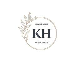 modèle de logos de monogramme de mariage lettre initiales kh, modèles minimalistes et floraux modernes dessinés à la main pour cartes d'invitation, réservez la date, identité élégante. vecteur