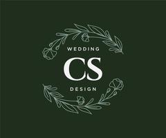 cs initiales lettre collection de logos de monogramme de mariage, modèles minimalistes et floraux modernes dessinés à la main pour cartes d'invitation, réservez la date, identité élégante pour restaurant, boutique, café en image vectorielle vecteur