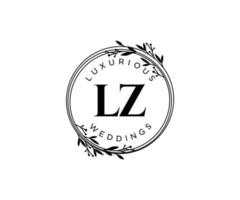 lz initiales lettre modèle de logos de monogramme de mariage, modèles minimalistes et floraux modernes dessinés à la main pour cartes d'invitation, réservez la date, identité élégante. vecteur