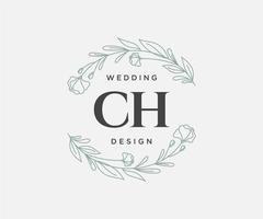 ch initiales lettre mariage monogramme logos collection, modèles minimalistes et floraux modernes dessinés à la main pour cartes d'invitation, réservez la date, identité élégante pour restaurant, boutique, café en image vectorielle vecteur