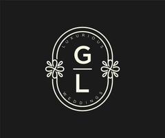 modèle de logos de monogramme de mariage lettre initiales gl, modèles minimalistes et floraux modernes dessinés à la main pour cartes d'invitation, réservez la date, identité élégante. vecteur