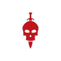 logo de crâne avec illustration de modèle d'icône de vecteur d'épées