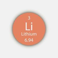 symbole du lithium. élément chimique du tableau périodique. illustration vectorielle. vecteur