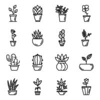 pack d'icônes de plantes en pot vecteur