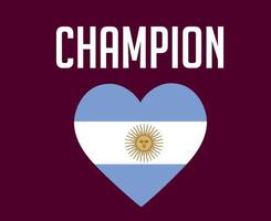 argentine drapeau coeur champion final football symbole conception amérique latine vecteur pays latino amérique équipes football illustration