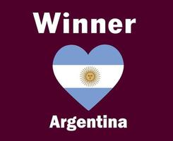 argentine drapeau coeur vainqueur avec noms final football symbole conception amérique latine vecteur pays d'amérique latine équipes de football illustration