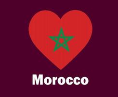 maroc drapeau coeur avec noms symbole conception afrique football final vecteur pays africains équipes de football illustration