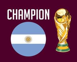 argentine drapeau champion avec trophée coupe du monde finale football symbole conception amérique latine vecteur pays d'amérique latine équipes de football illustration