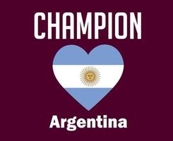 argentine drapeau coeur champion avec des noms final football symbole conception amérique latine vecteur pays d'amérique latine équipes de football illustration