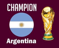 argentine drapeau champion avec noms et trophée coupe du monde finale football symbole conception amérique latine vecteur pays d'amérique latine équipes de football illustration