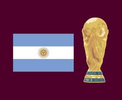 emblème du drapeau de l'argentine avec trophée de la coupe du monde final conception de symbole de football amérique latine vecteur pays d'amérique latine illustration des équipes de football