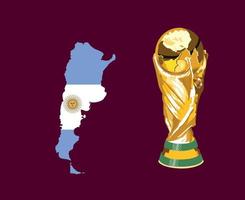 argentine carte drapeau avec trophée coupe du monde finale football symbole conception amérique latine vecteur pays d'amérique latine équipes de football illustration