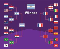 argentine emblèmes drapeaux gagnant avec noms final football symbole conception amérique latine vecteur pays d'amérique latine équipes de football illustration