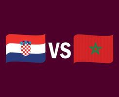 croatie et maroc drapeau ruban symbole conception europe et afrique football final vecteur pays européens et africains équipes de football illustration