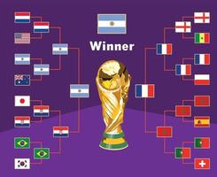 argentine drapeaux emblèmes vainqueur avec trophée coupe du monde finale football symbole conception amérique latine vecteur pays d'amérique latine équipes de football illustration