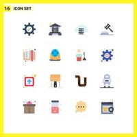 16 icônes créatives signes et symboles modernes du stockage de la loi du livre application de la justice pack modifiable d'éléments de conception de vecteur créatif