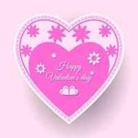 bonne saint valentin avec coeur et fleurs. fond rose. vecteur