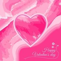 joyeuse saint valentin avec coeur et fond aquarelle rose. vecteur