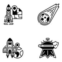 icônes de l'espace noir et de l'astronomie vecteur