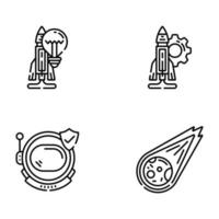 icônes linéaires de l'espace et de l'astronomie vecteur