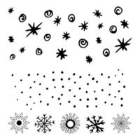 doodle flocons de neige et chutes de neige. illustration vectorielle. vecteur