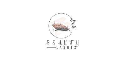 logo de cils de beauté avec vecteur d'icône de conception de concept floral pour les entreprises de beauté