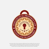 concept de badge breveté. création de logo vectoriel de brevet de propriété brevetée