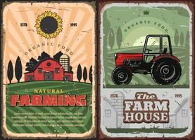 affiche rétro de l'agriculture et de la ferme vecteur