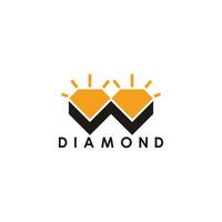 lettre w vecteur de logo de diamant de brillance géométrique simple