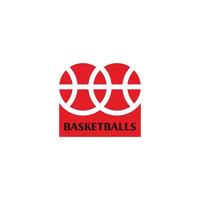 vecteur de logo de texte simple géométrique rouge de basket-ball