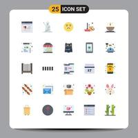 pack de 25 signes et symboles de couleurs plates modernes pour les supports d'impression Web tels que le nettoyage du bol usa nettoyer les éléments de conception vectoriels modifiables tristes vecteur