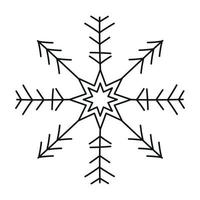 icône de flocon de neige noir isolé sur fond blanc. élément de conception de noël et du nouvel an, symbole gelé, illustration vectorielle vecteur