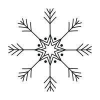 icône de flocon de neige noir isolé sur fond blanc. élément de conception de noël et du nouvel an, symbole gelé, illustration vectorielle vecteur