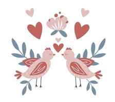 oiseaux d'amour romantiques. anniversaire, mariage, éléments de la saint-valentin. conception pour papier, couverture, tissu, décoration intérieure vecteur