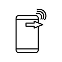 illustration d'icône de téléphone portable avec flèche. style d'icône de ligne. adapté aux applications, sites Web, applications mobiles. icône liée au rappel. conception de vecteur simple modifiable