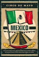 affiche de croquis de vecteur de vacances mexicaines cinco de mayo