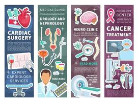 bannières de clinique médicale avec médecins et instrument vecteur