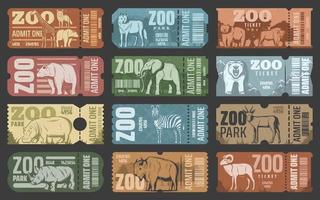 billets de parc zoologique avec des animaux africains et forestiers vecteur