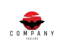 logo chauve-souris rouge et lune isolé sur fond blanc vue de face. meilleur pour badge, emblème, icône. illustration vectorielle disponible en eps 10. vecteur