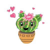 joli cactus en pot avec coeur vecteur