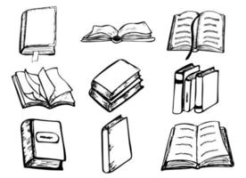 ensemble de livres de doodle dessinés à la main. illustration vectorielle vecteur