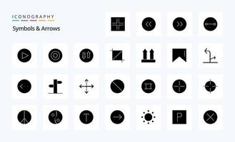 25 symboles flèches pack d'icônes de glyphe solide vecteur
