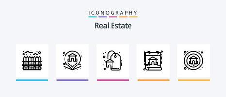 pack d'icônes de la ligne 5 de l'immobilier, y compris l'immobilier. clôture. loger. construction. appartement. conception d'icônes créatives vecteur