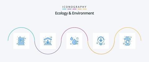pack d'icônes bleu écologie et environnement 5, y compris le recyclage. lumière. aqua. lampe. énergie vecteur