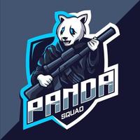 équipe de panda avec création de logo esport mascotte de pistolet vecteur