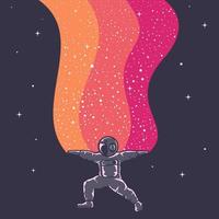 astronaute s'amusant belle illustration de conception avec des couleurs chaudes vecteur
