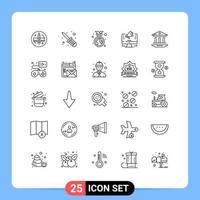 pack d'icônes vectorielles stock de 25 signes et symboles de ligne pour l'offre scolaire site Web de marketing du jour de la terre éléments de conception vectoriels modifiables vecteur